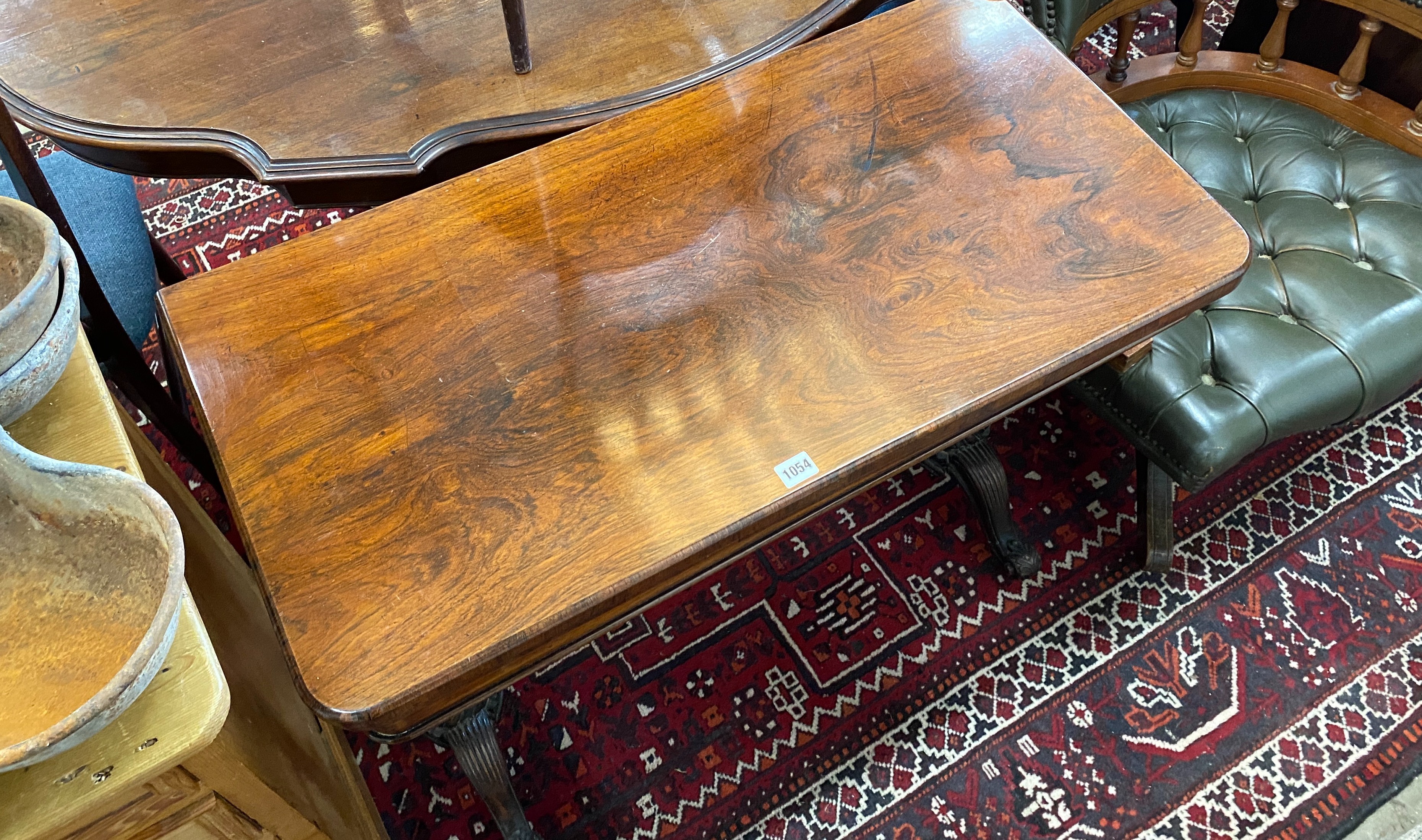 A Victorian rectangular rosewood folding card table, width 92cm, depth 46cm, height 73cm